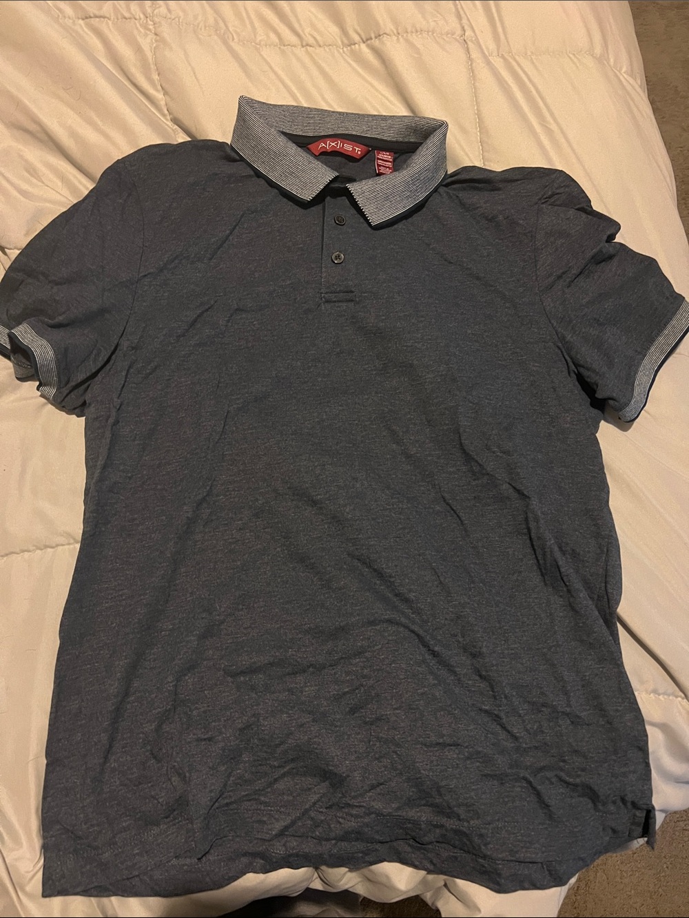 Axist Men's Short Sleeve Polo - Heather Navy with Gray Trim